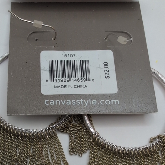 Bella Canvas Gold and Silver Fringe Hoop Earrings - Picture 4 of 5